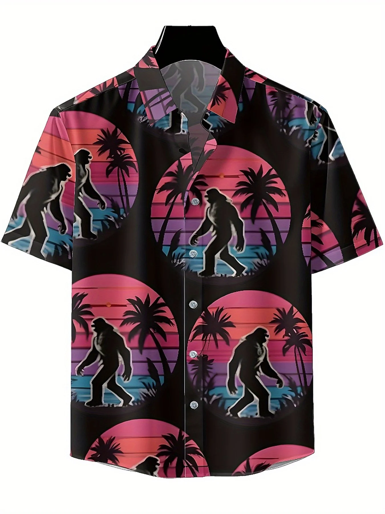 Мужские гавайские рубашки больших размероввинтажный узор bigfoot - Фотография_2