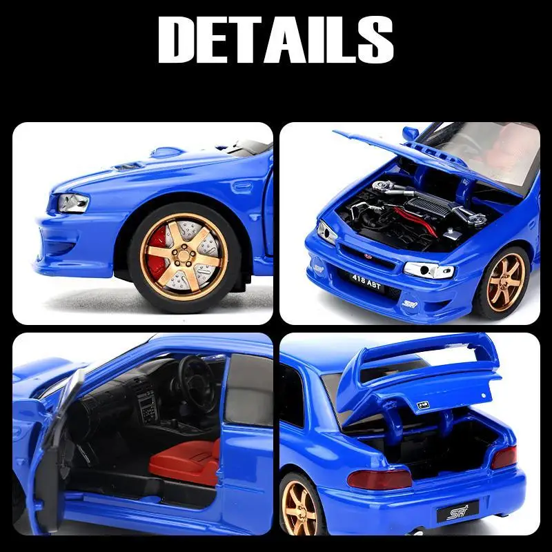 Subaru impreza wrx 22b sti jdm модель игрушечного автомобиля - Фотография_3