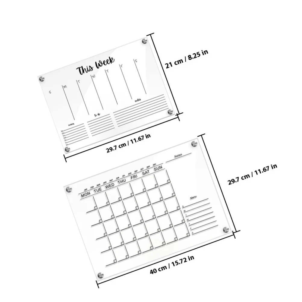 2 комплекта, прозрачная акриловая еженедельная доска для сухих протираний - Фотография_4