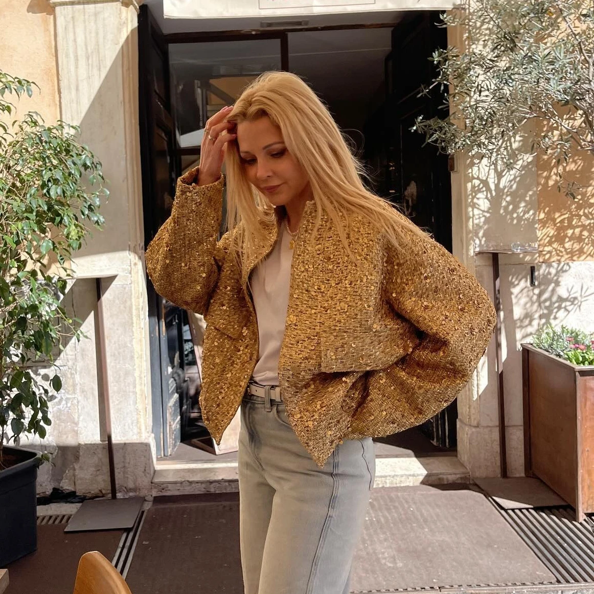 Suninheart женская куртка-бомбер с блестками - Фотография_3