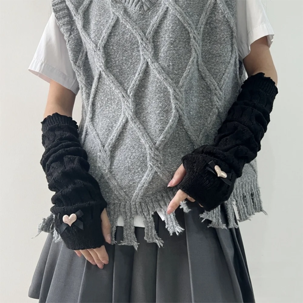 Модные длинные теплые перчатки - Фотография_5