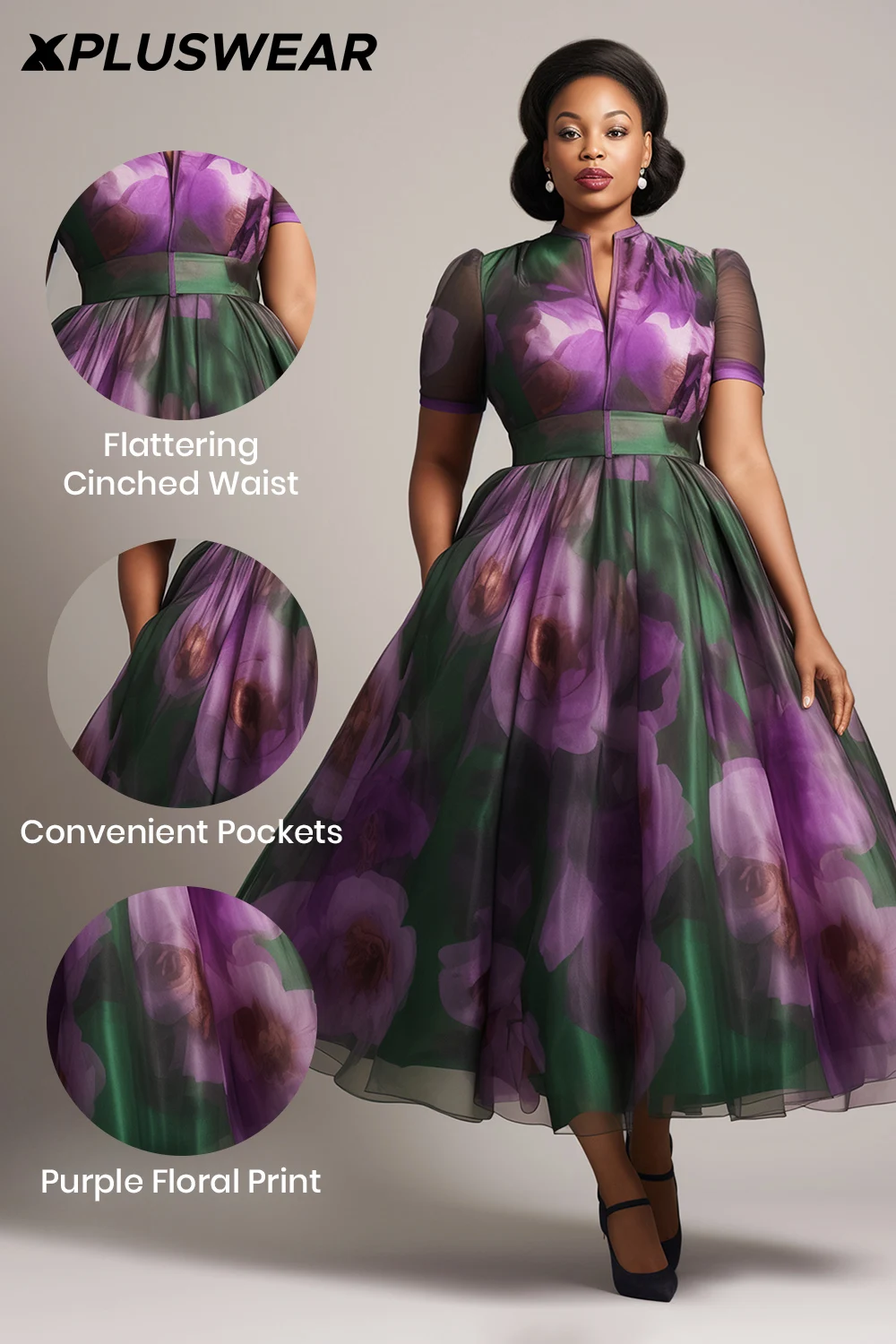 Плюс размер свадебный гость фиолетовые - Фотография_4