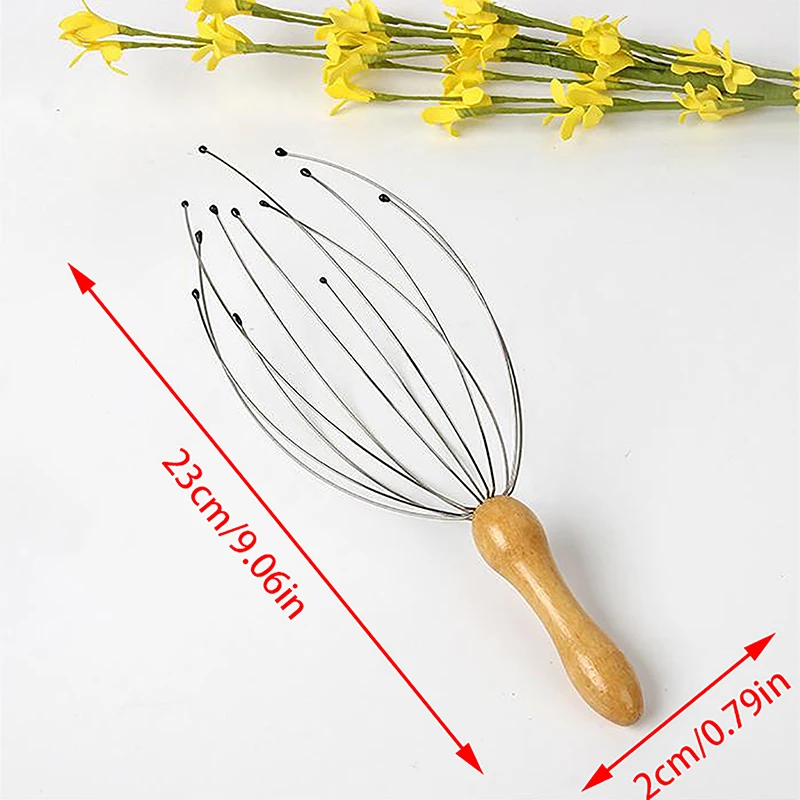 Массажер для головы осьминог с деревянной ручкой - Фотография_6