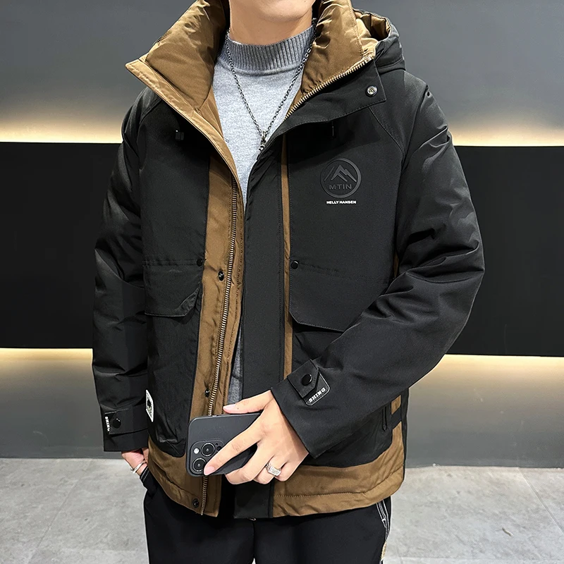 Повседневные мужские теплые куртки на утином пуху с капюшоном - Фотография_3