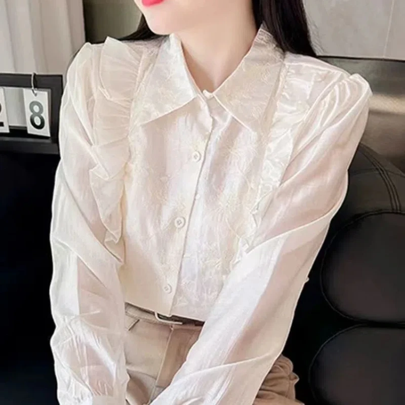 Весенне-осенние женские новые сшитые воротники-поло на пуговицах - Фотография_3