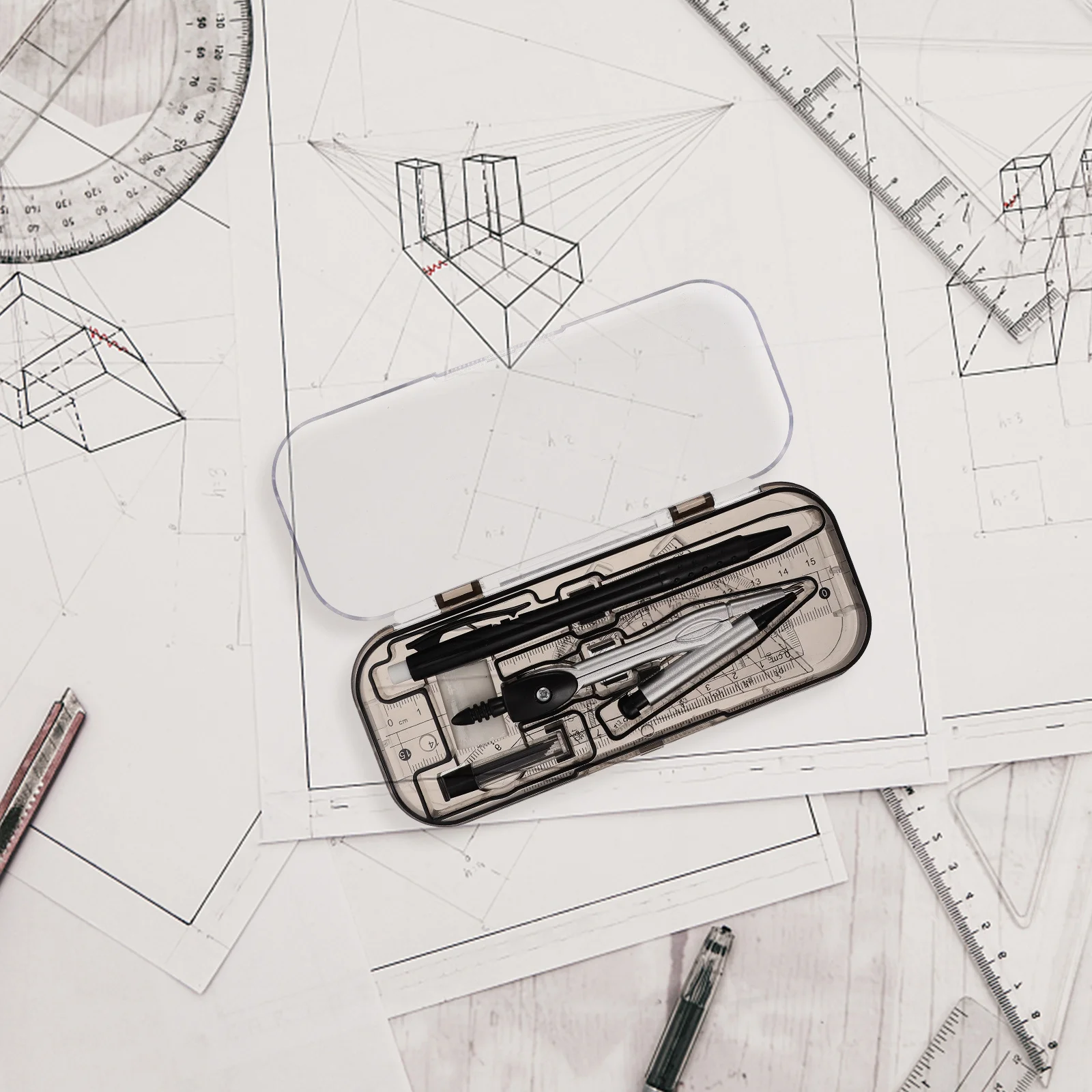 Прозрачный пластиковый компас для рисования