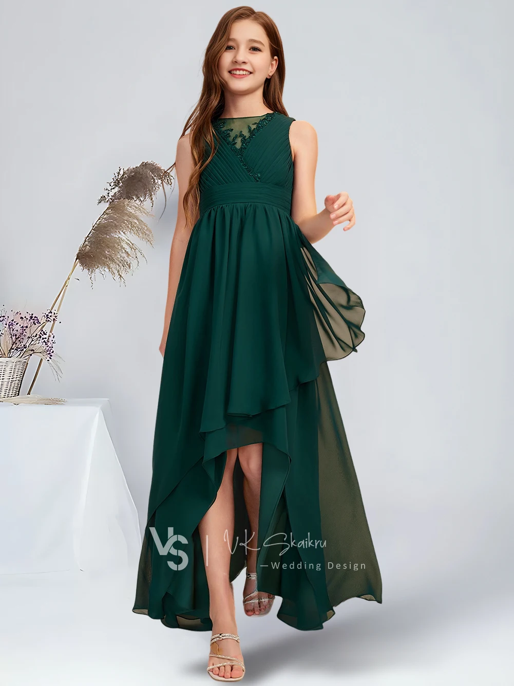 Элегантное кружевное платье трапециевидной формы для подружек невесты - Фотография_6