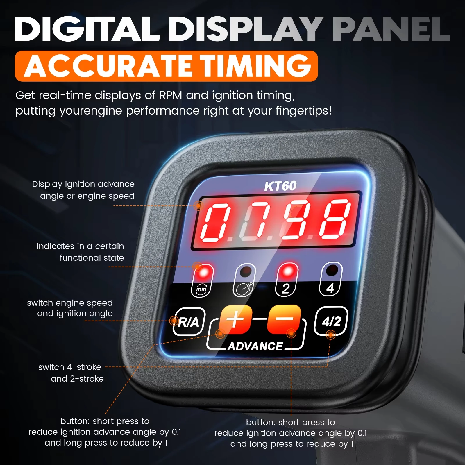 Kzyee kt60 автомобильный цифровой светильник синхронизации двигателя - Фотография_4