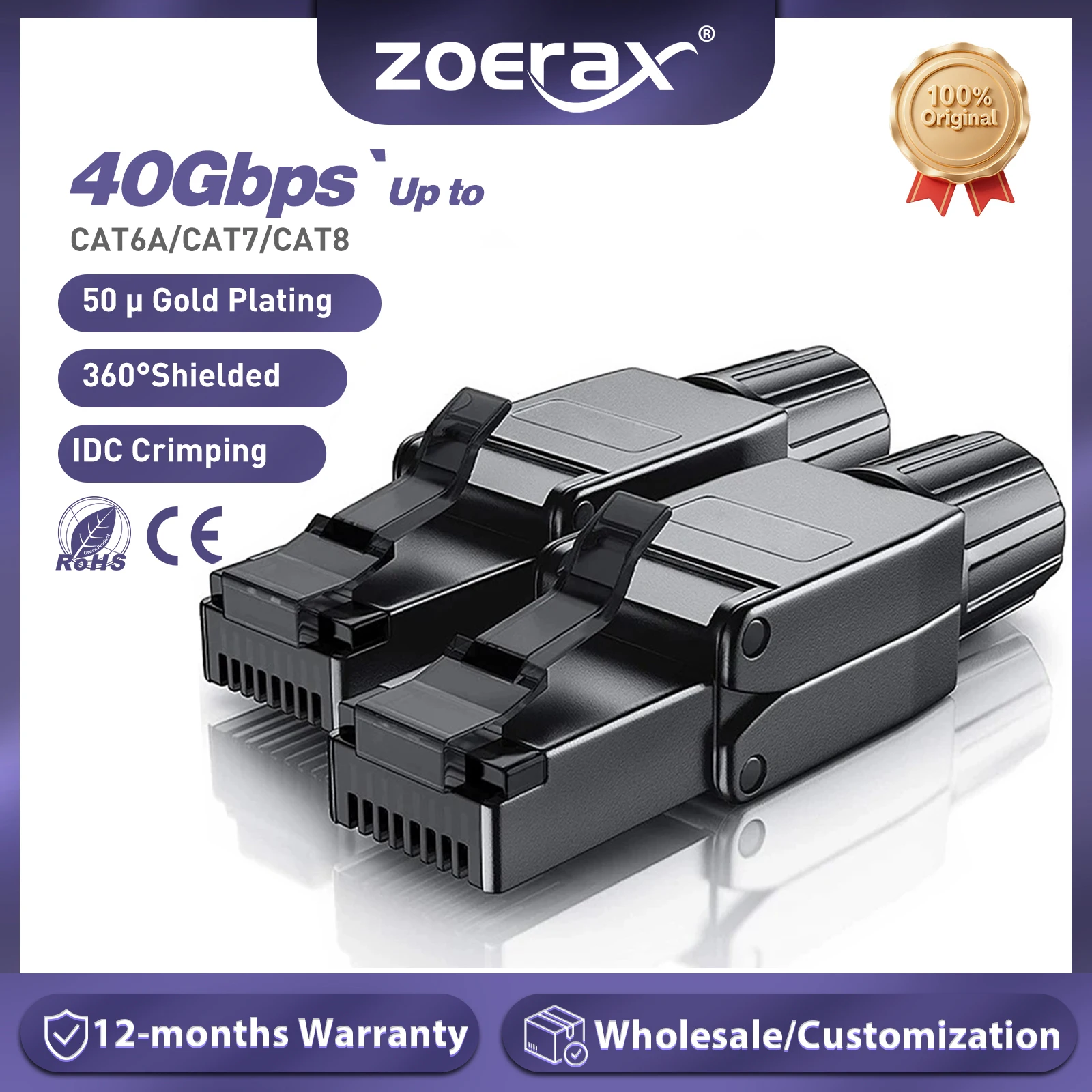 Разъемы zoerax cat8 cat7 cat6a rj45