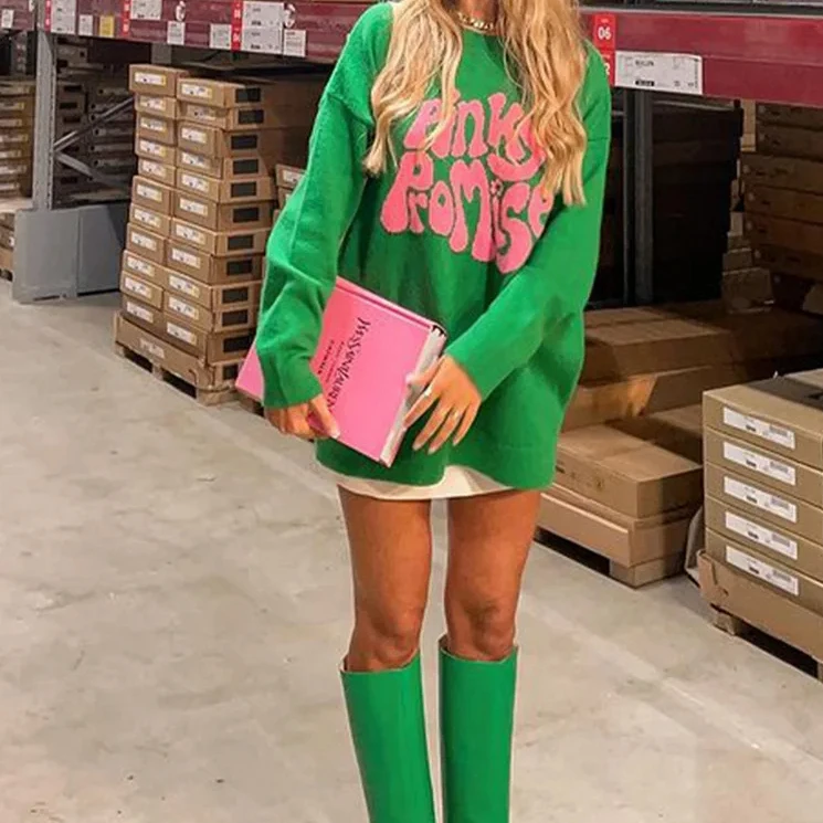 Зеленый свитер для женщин осень - Фотография_5