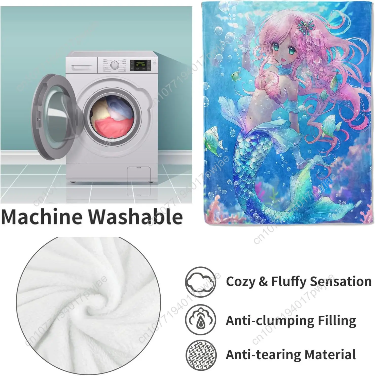 Милое одеяло с изображением русалки - Фотография_4