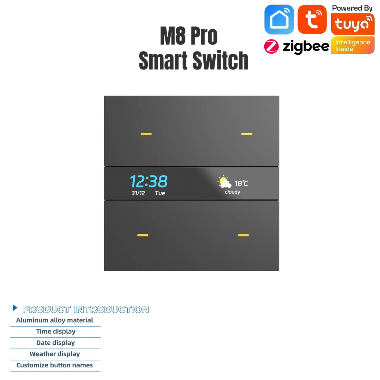 Умный переключатель m8pro tuya и концентратор zigbee 3.0: погода hd/часы - Фотография_3