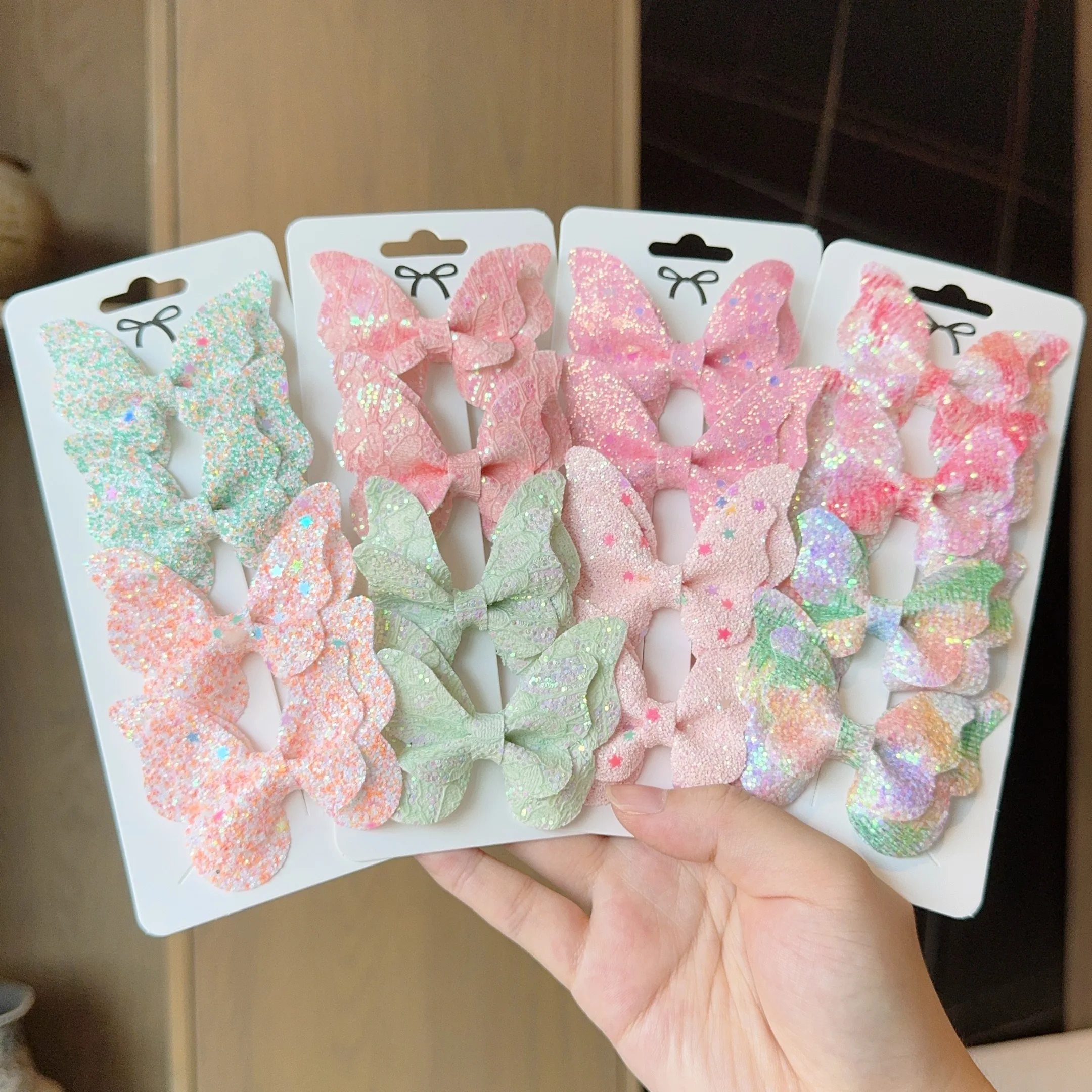 Однотонные банты для волос в форме бабочки и заколки для волос - Фотография_2