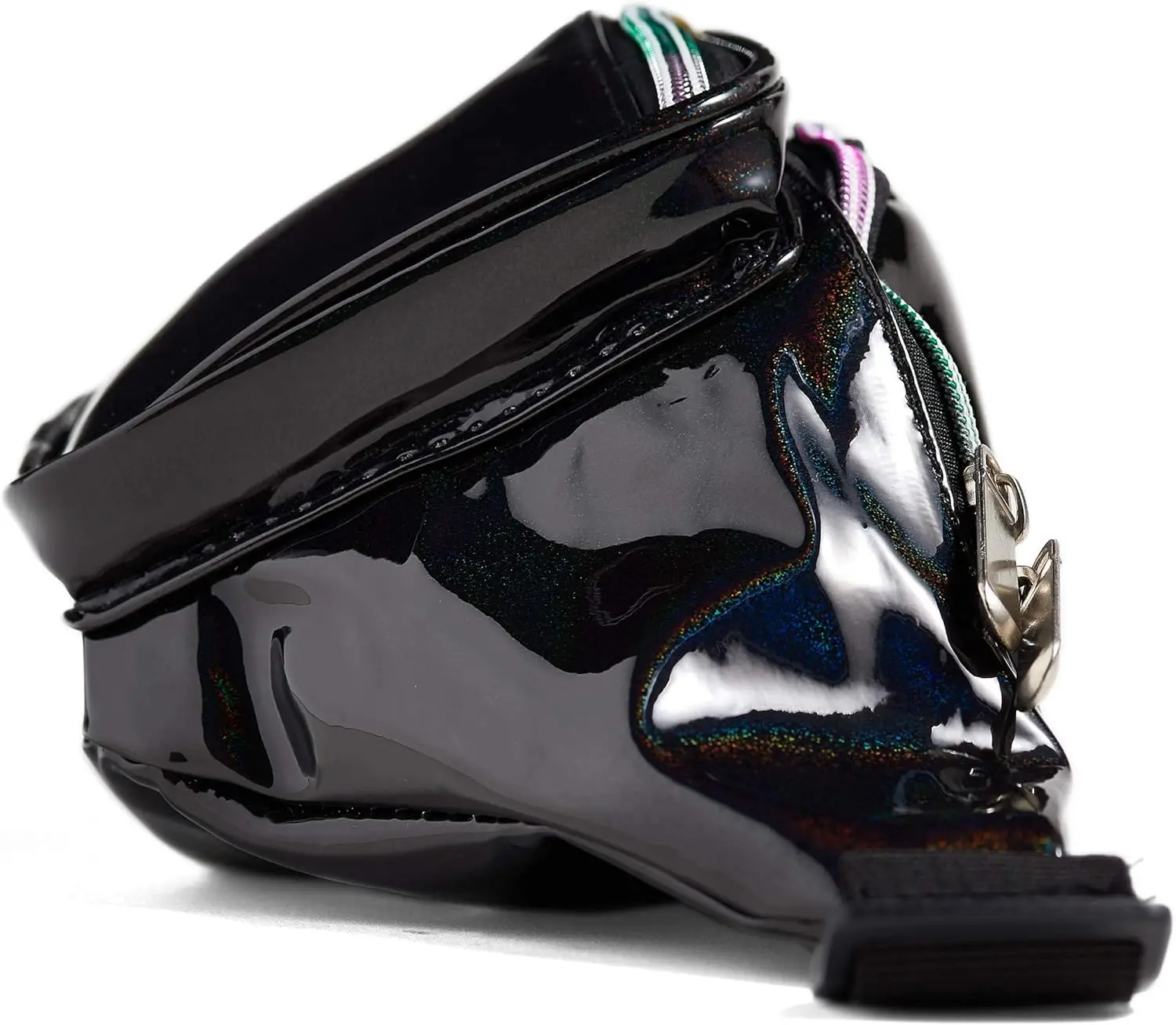 Голографическая блестящая черная поясная сумка rave для женщин - Фотография_4