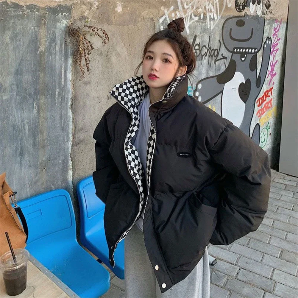 Women winter checkerboard cotton
