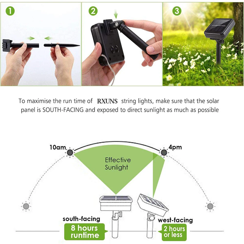 Уличный солнечный гирляндный светильник 300/200/100/50 - Фотография_5