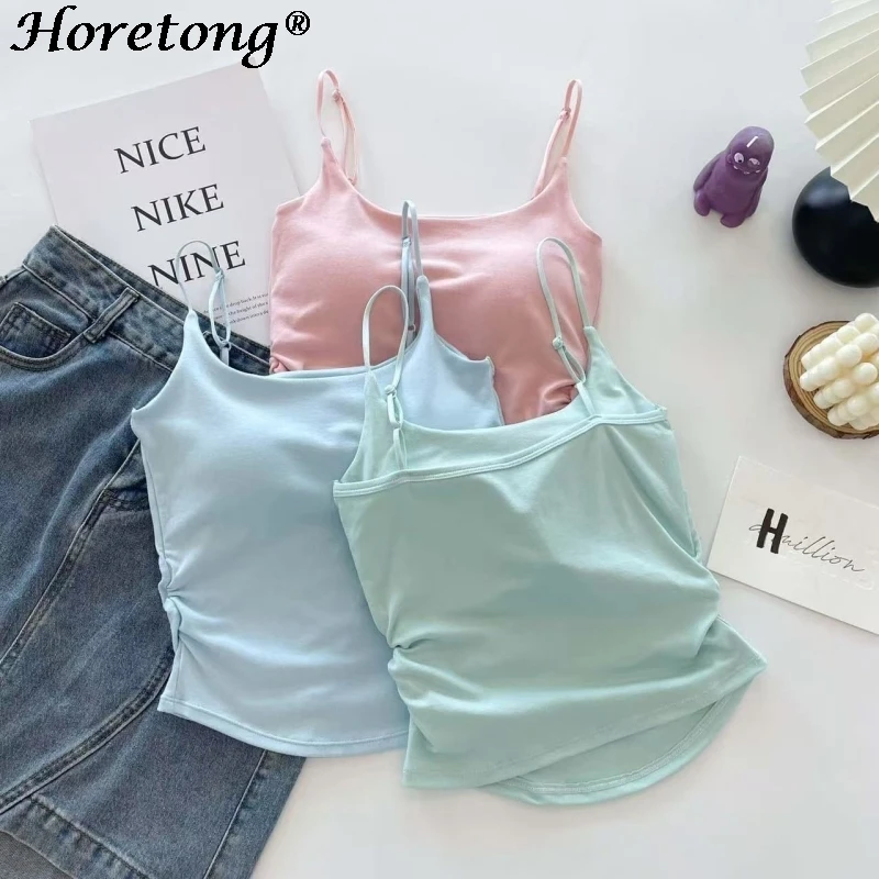Женская плиссированная майка horetong с подушкой на груди - Фотография_4