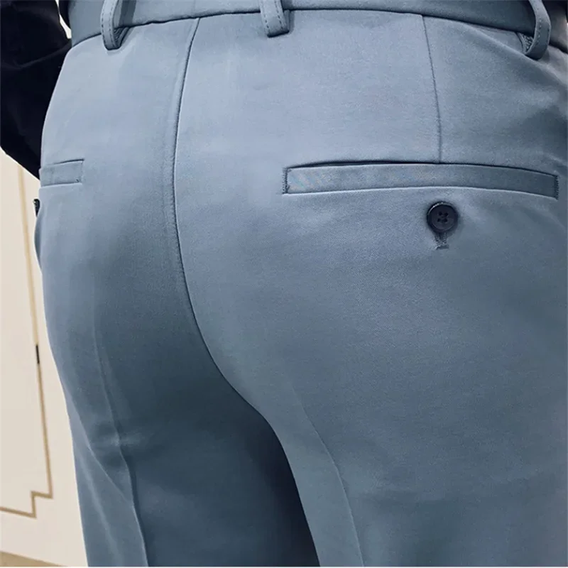 Мужские повседневные облегающие классические брюки - Фотография_6