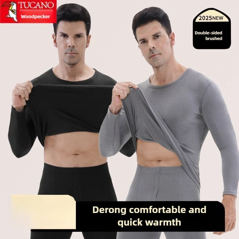 Дятел, осенне-зимний двусторонний бархатный внутренний теплый костюм