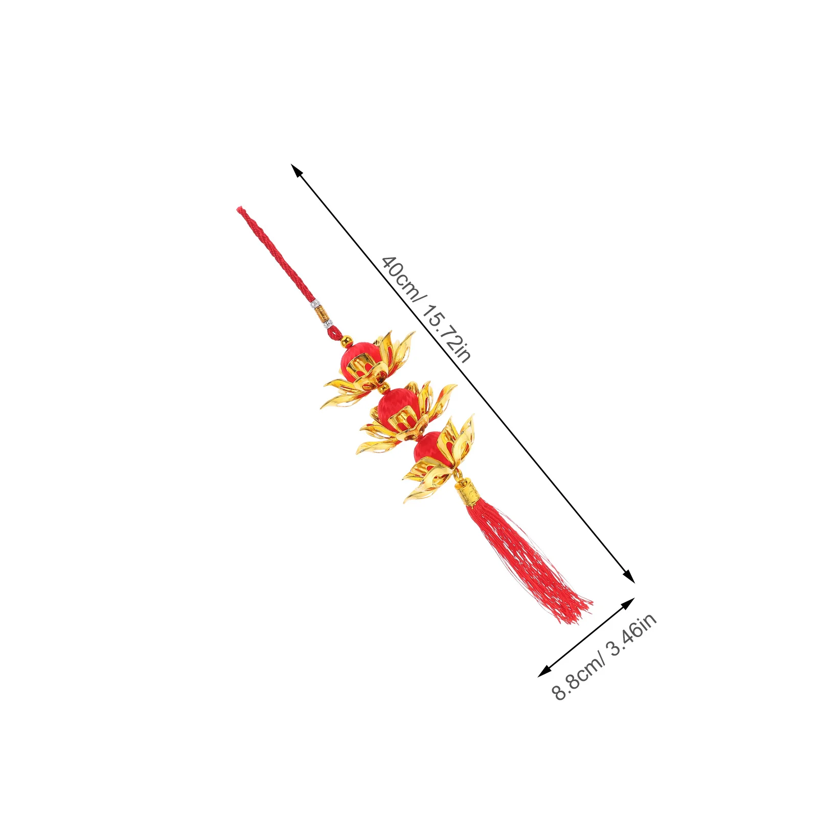 Яркий красный фонарь с кисточкой в виде лотоса - Фотография_2