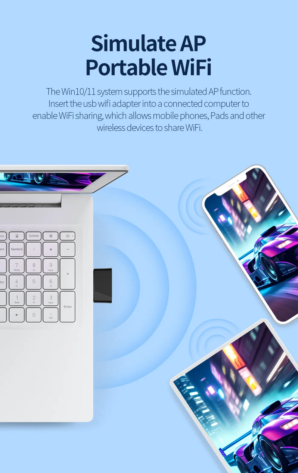 Usb2.0 wi-fi dongle usb wifi адаптер 2 - Фотография_5
