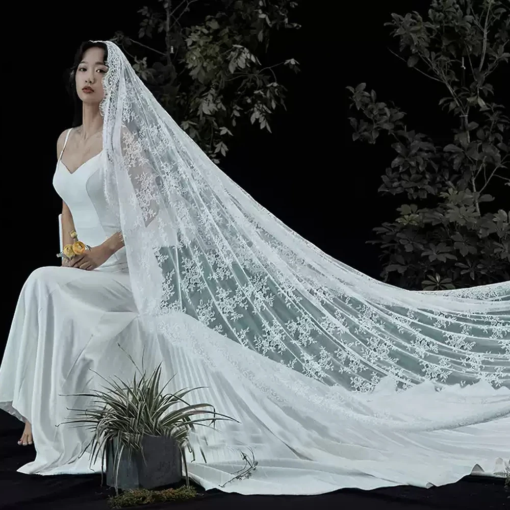 Однослойная кружевная свадебная фата 1t - Фотография_4