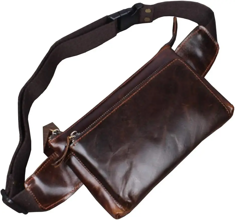 Kpywzer винтажная кожаная поясная сумка для мужчин и женщин - Фотография_5