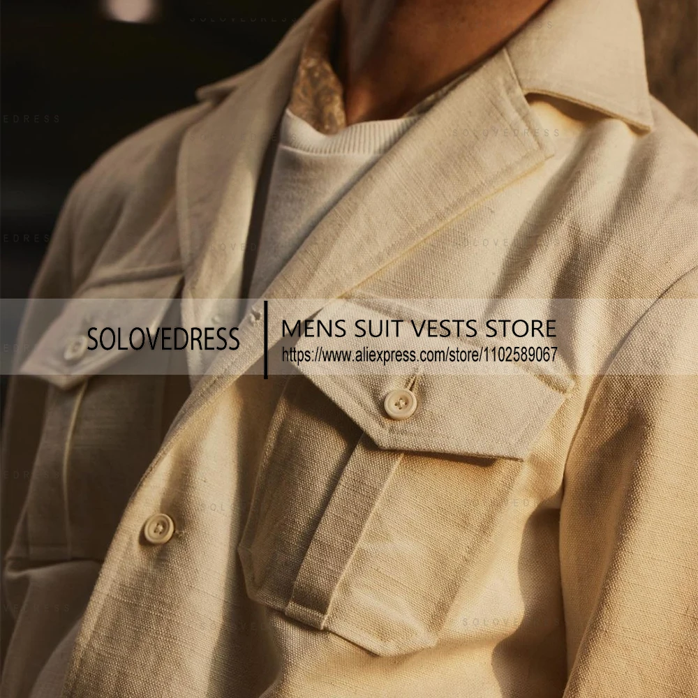 Новые льняные костюмы из двух предметов с поясом - Фотография_5