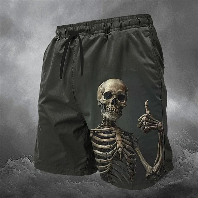 Трендовые пляжные шорты с рисунком черепа для мужчин - Фотография_3