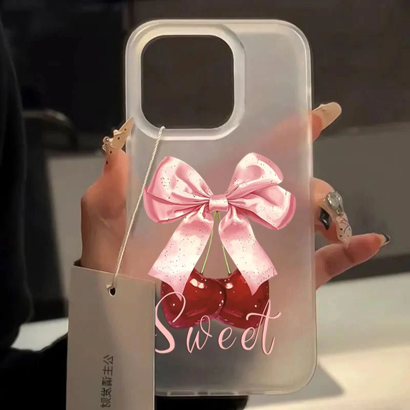 Cute cherry bowknot clear phone - Фотография_2