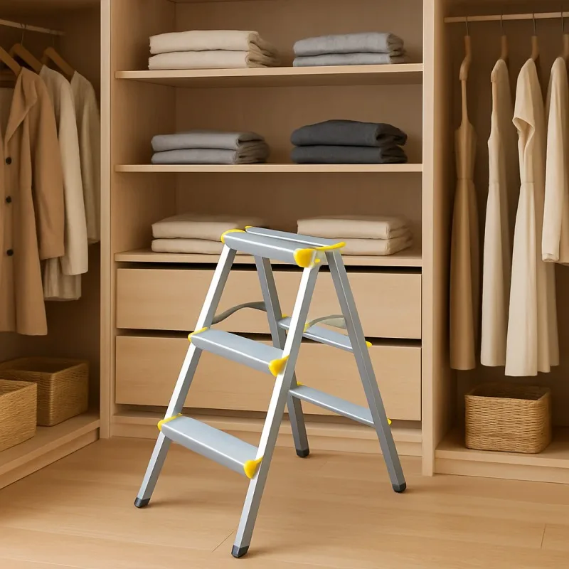3 step folding ladder sturdy aluminum - Фотография_4