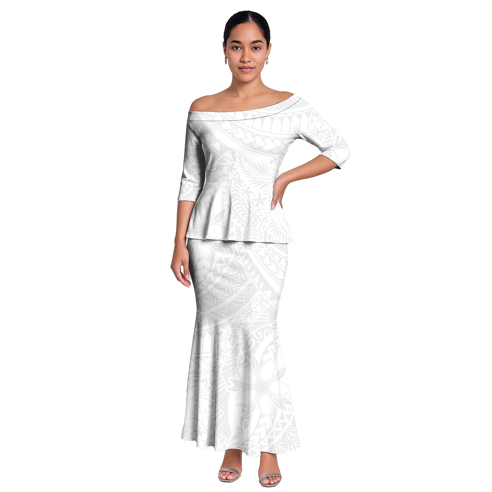 Белый дизайн, полинезийский принт - Фотография_3