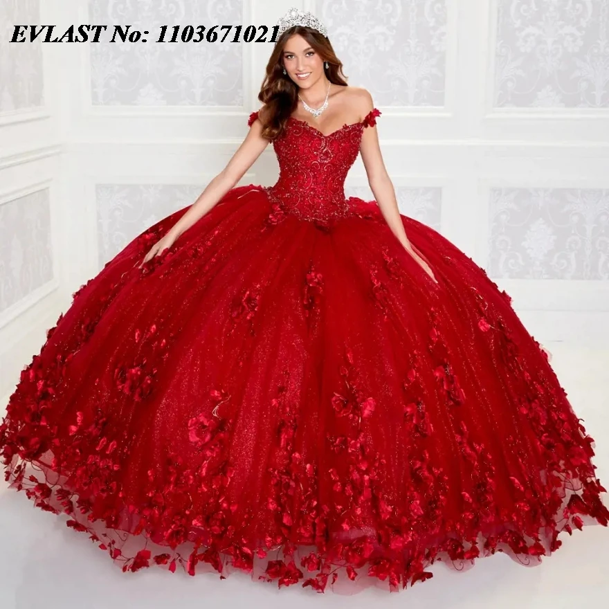 Evlast красное платье quinceanera по индивидуальному заказу