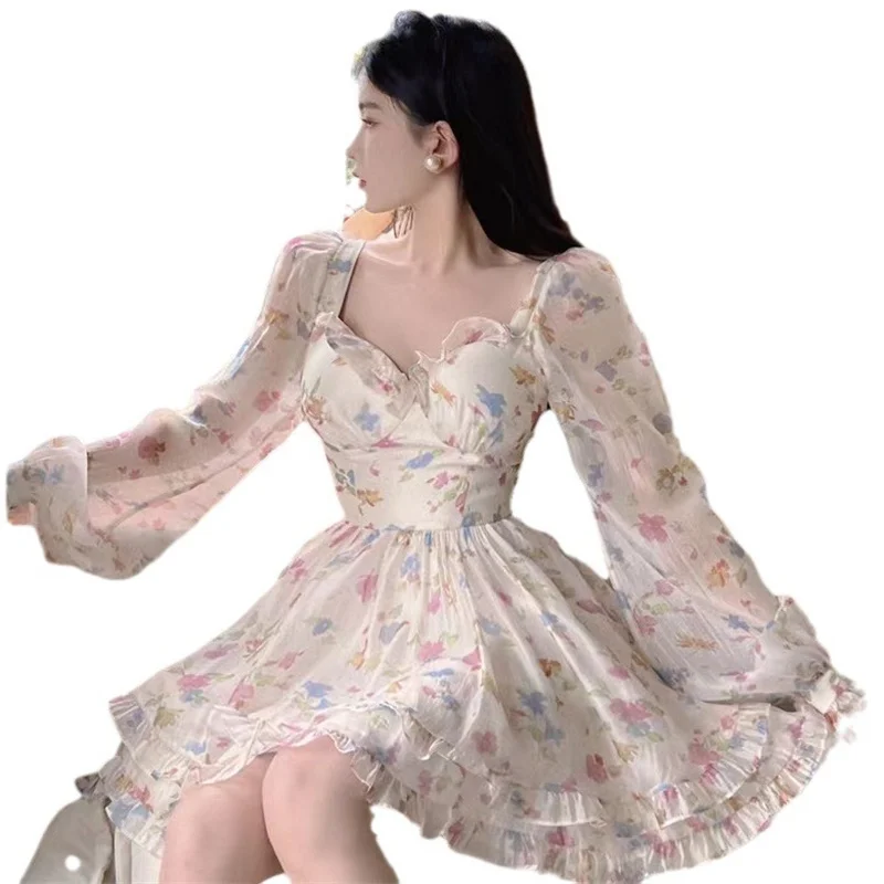 Женское шифоновое платье с v-образным вырезом - Фотография_5