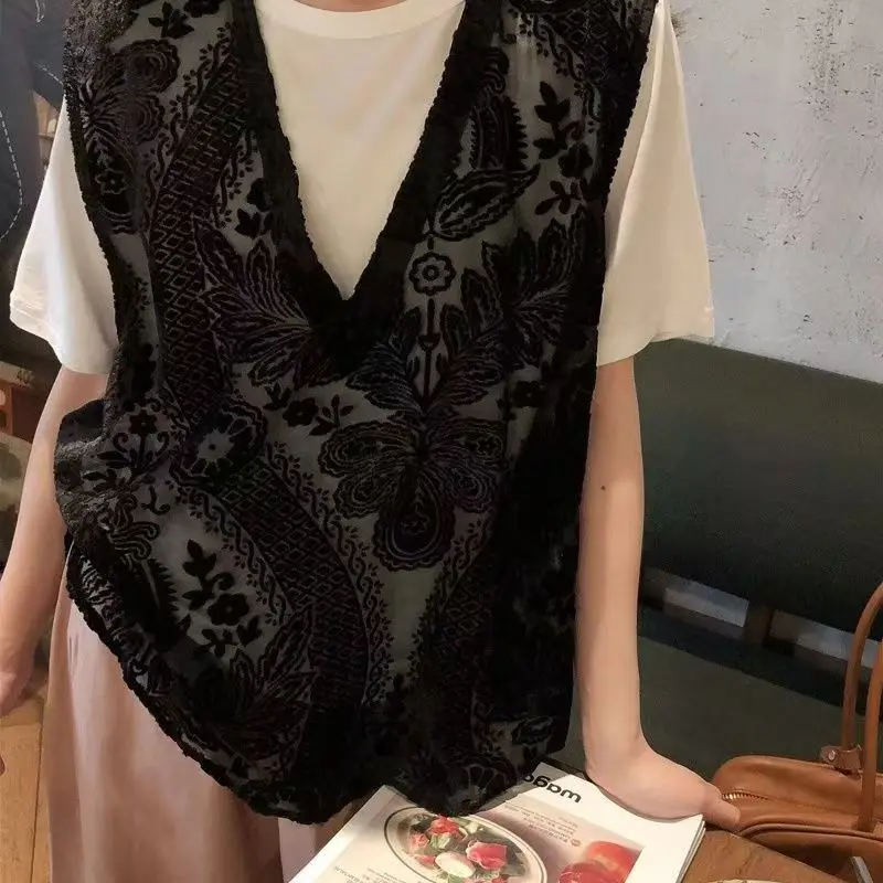 Французский жаккардовый кружевной флокированный жилет - Фотография_4