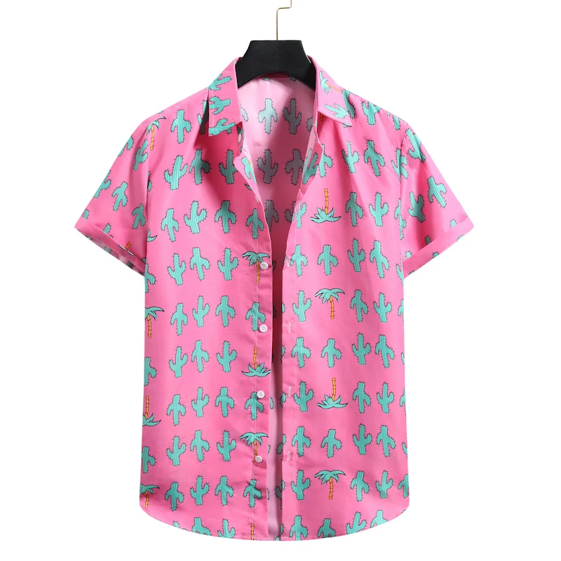 Camisa hawaiana rosa floral для мужчин