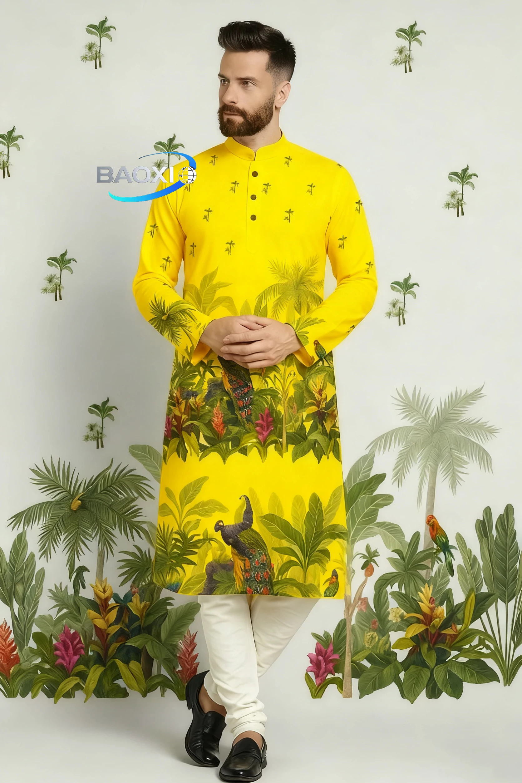 Мужской длинный халат kurt с принтом курта сердце - Фотография_5