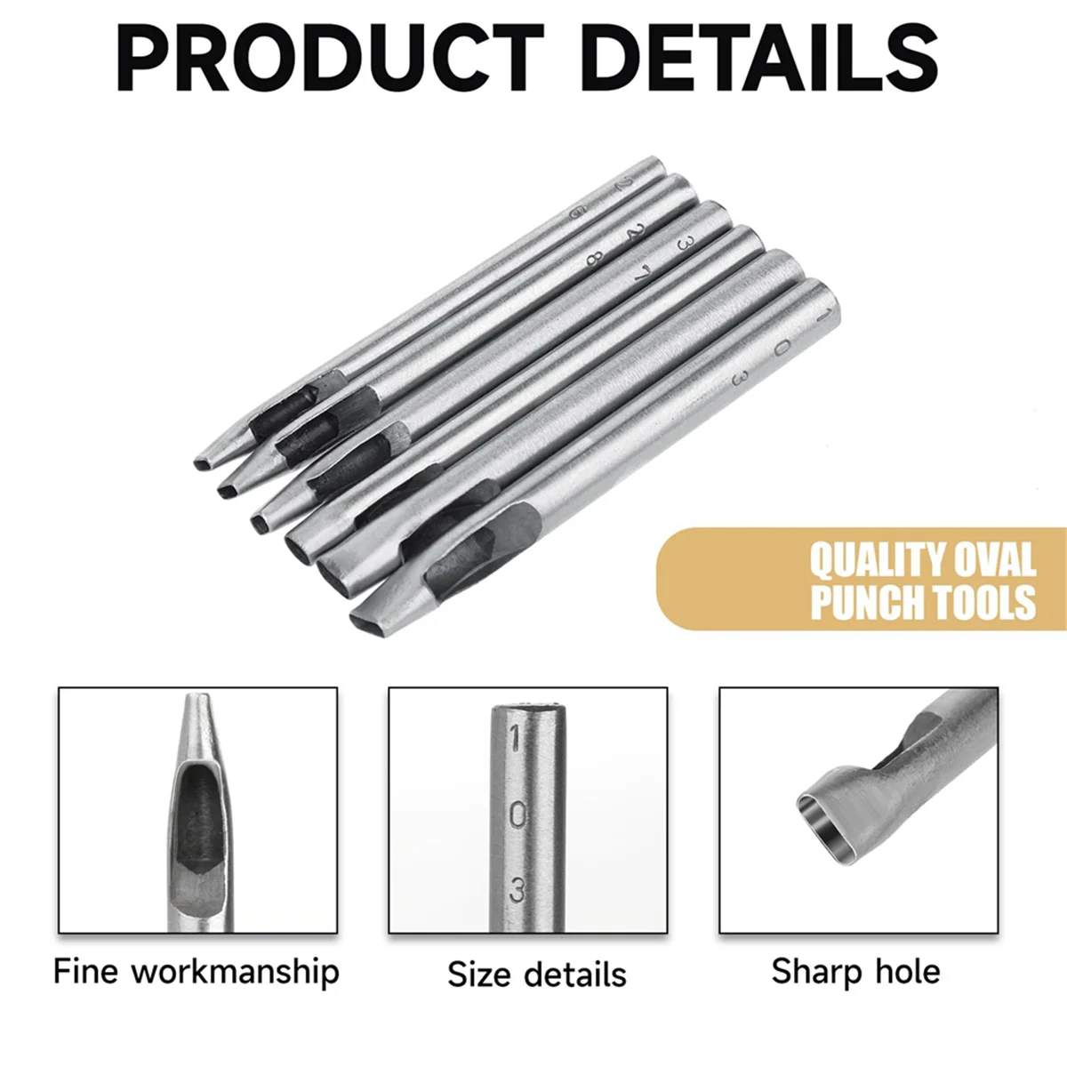 6 размеров, овальный дырокол для кожи - Фотография_2