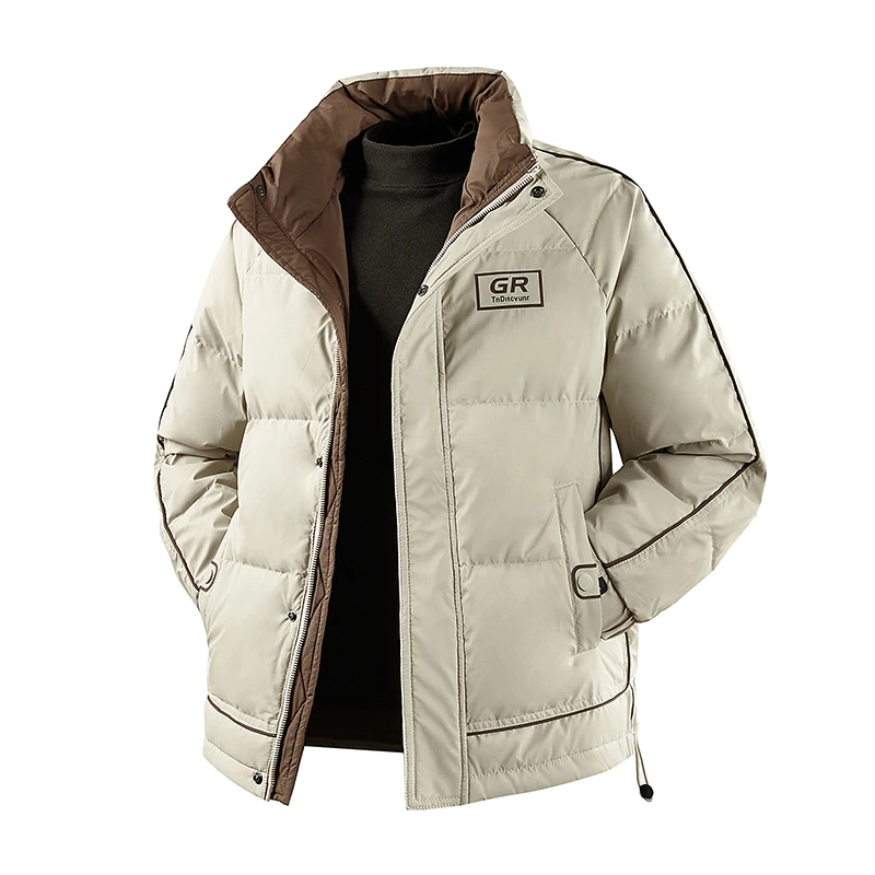 Зимние мужские ветрозащитные повседневные куртки на утином пуху - Фотография_3