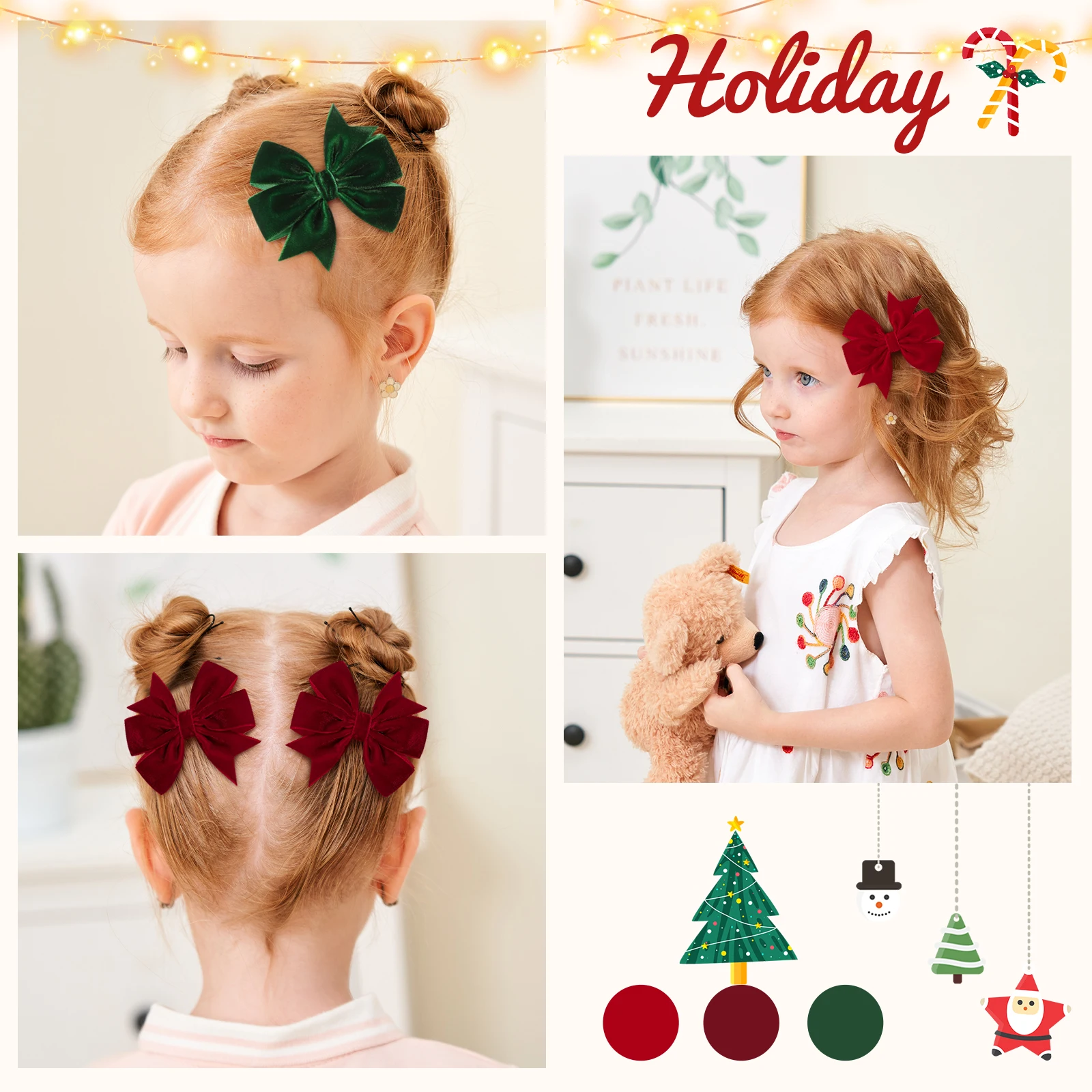 Бархатные заколки для волос ручной работы с бантом для маленьких девочек - Фотография_6