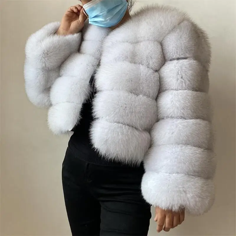 Beiziru женское пальто из натурального лисьего меха с длинными рукавами - Фотография_5