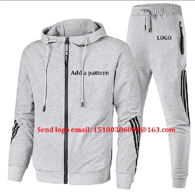 Весенне-осенний комплект с капюшоном и рисунком логотипа