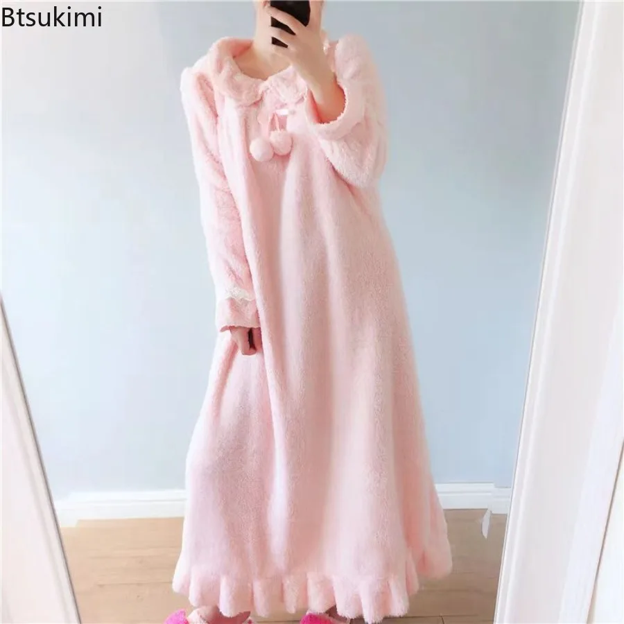 Женская толстая фланелевая ночная рубашка - Фотография_4