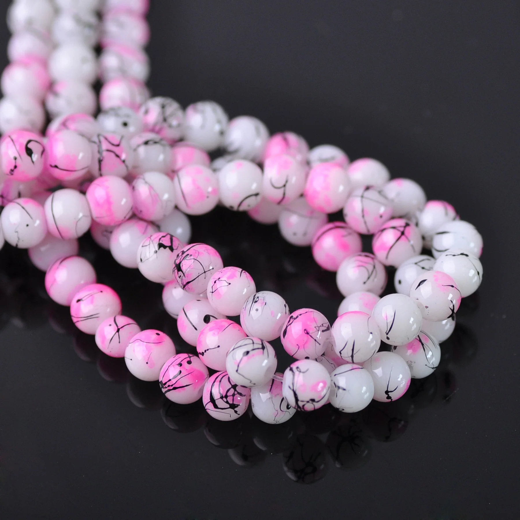 Розовые круглые 6 мм непрозрачные