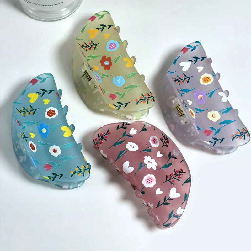 Милые мультяшные зажимы для волос с матовым цветком - Фотография_3