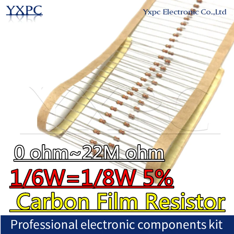 1/6 вт 1/8 вт 0,125 вт 5% вт 4,7 карбоновый пленочный резистор 0r ~ 22 м 2