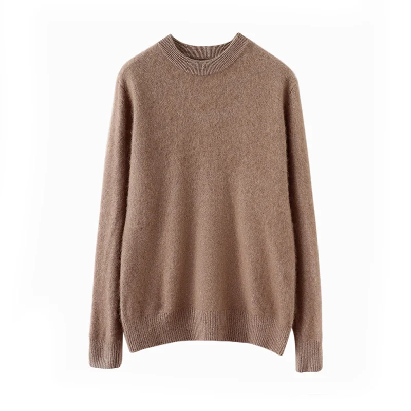 Winvynee норковый кашемировый свитер для женщин с круглым вырезом - Фотография_5