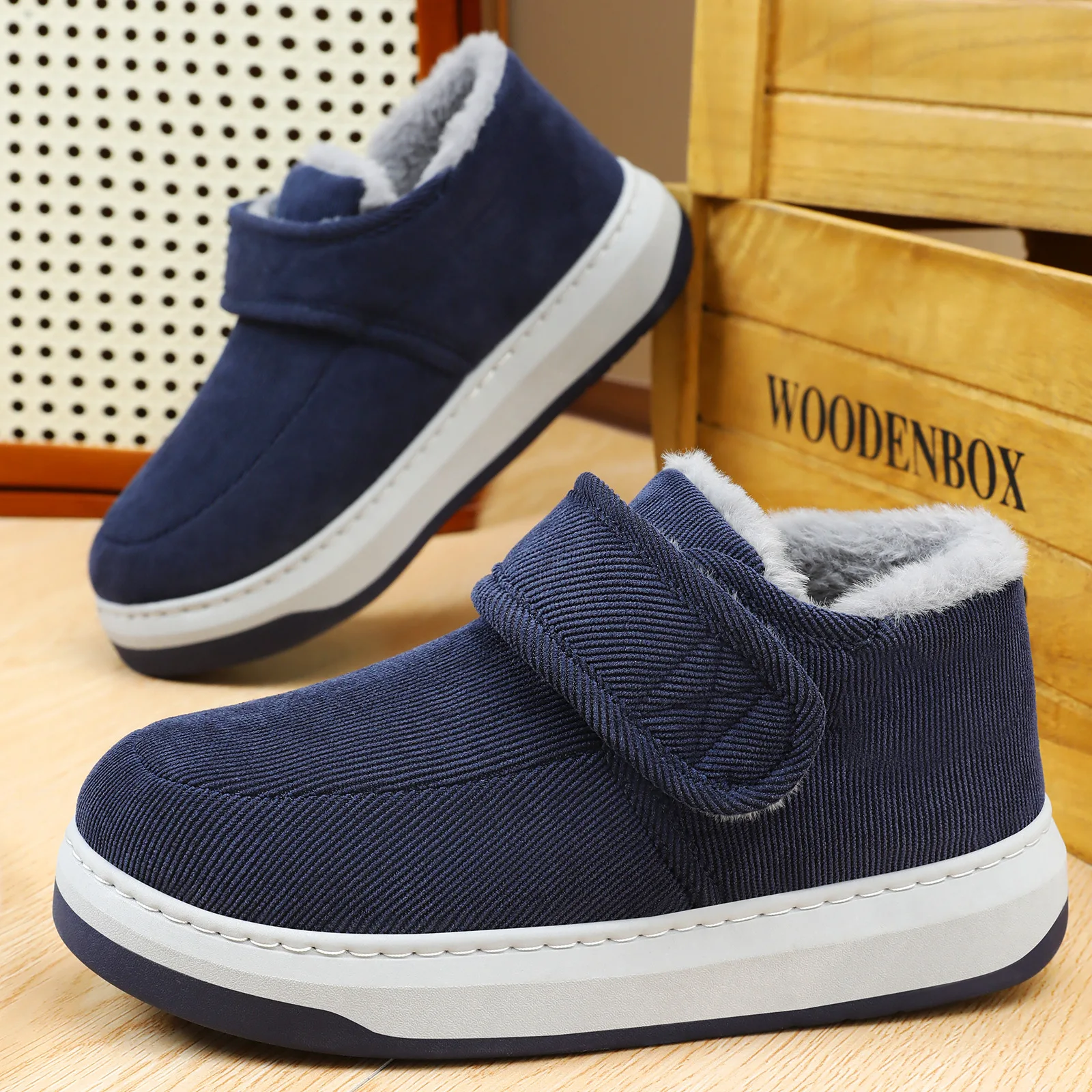 Мужская зимняя хлопковая обувь ручной работы с высоким берцем