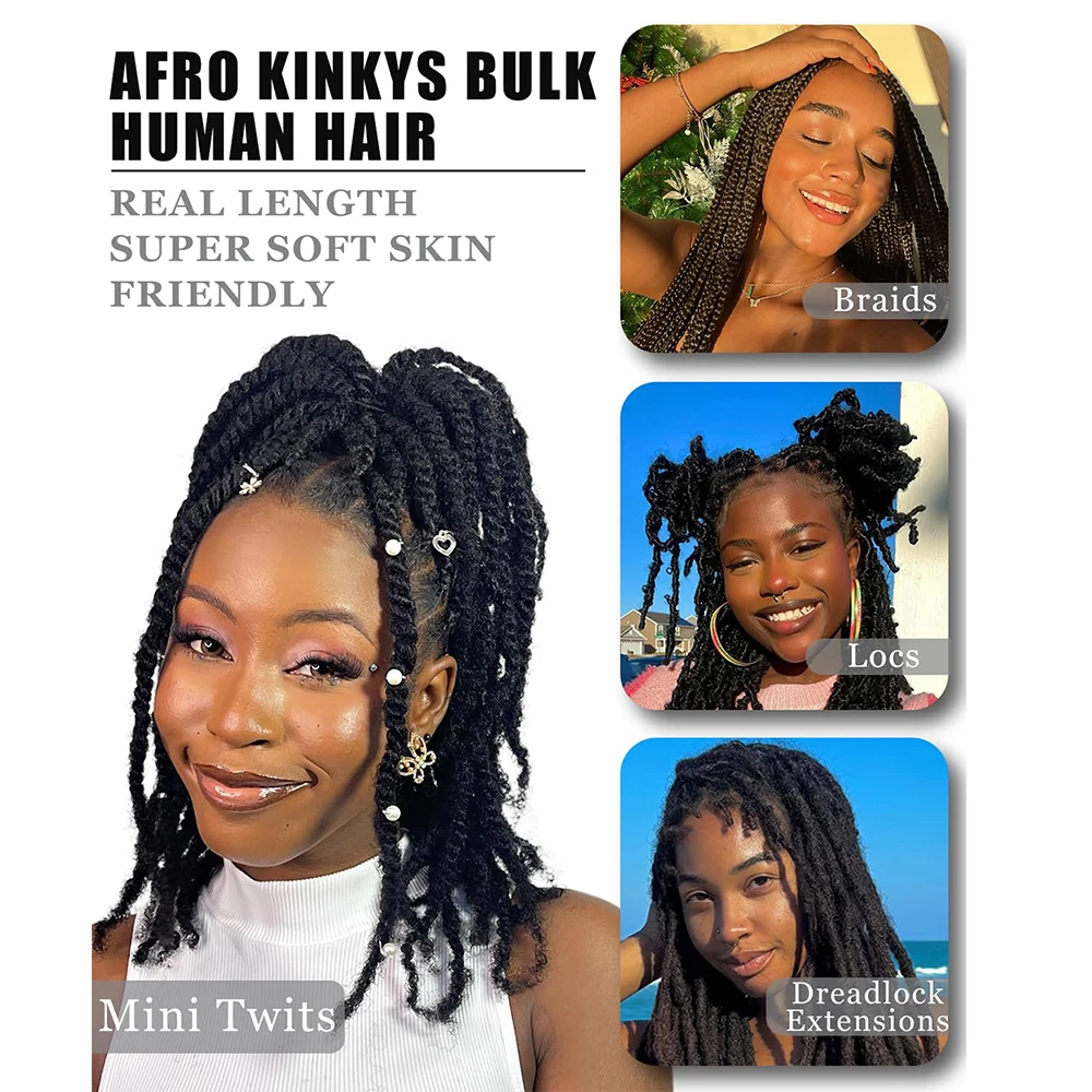 Afro kinkys объемные человеческие волосы для дредов - Фотография_5