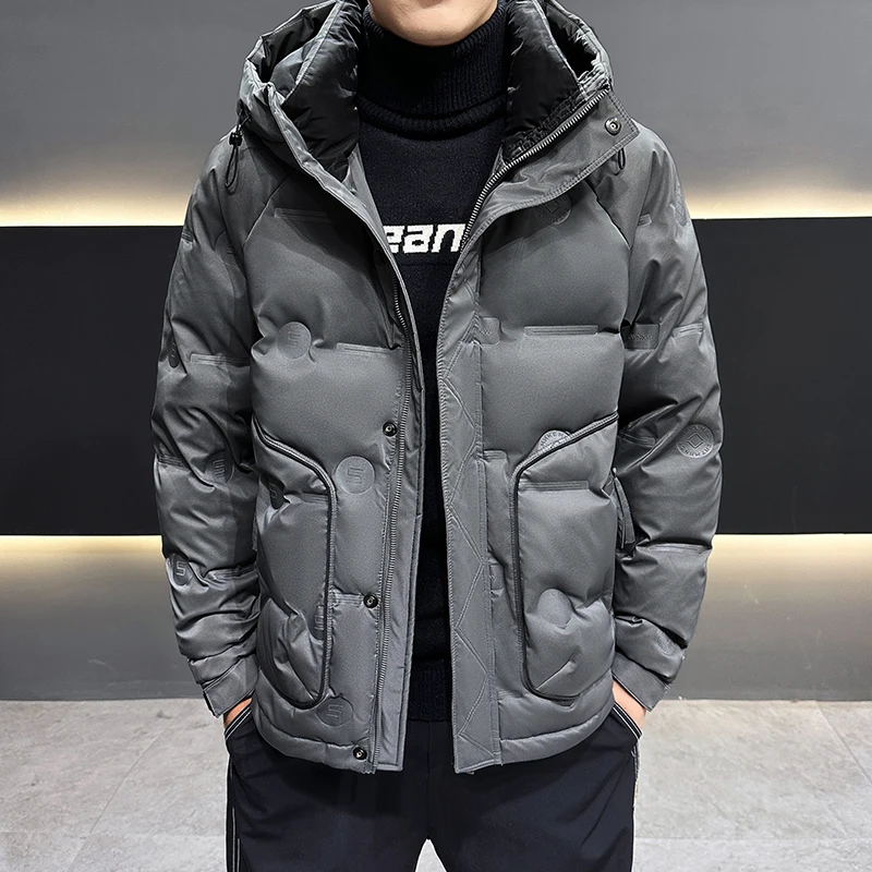 Повседневные мужские теплые куртки на утином пуху с капюшоном - Фотография_3